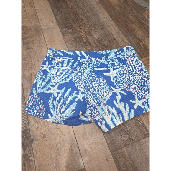 Lilly Pulitzer  Callahan Shorts Sz 4 Brewster Blue Good Reef Starfish B13 - Picture 11 of 12